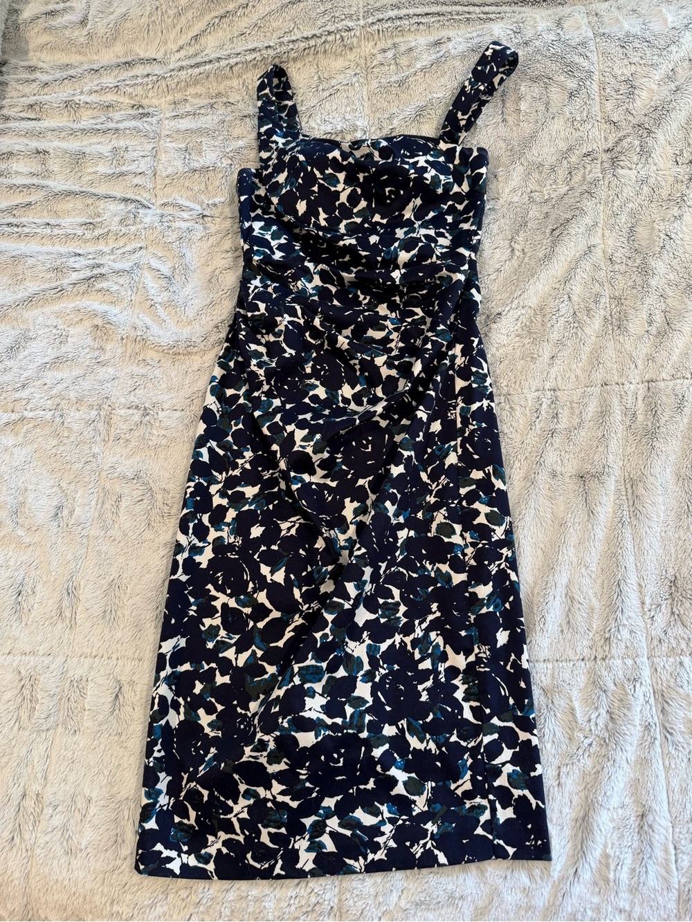 Maggy London Navy and White Floral Midi Dress